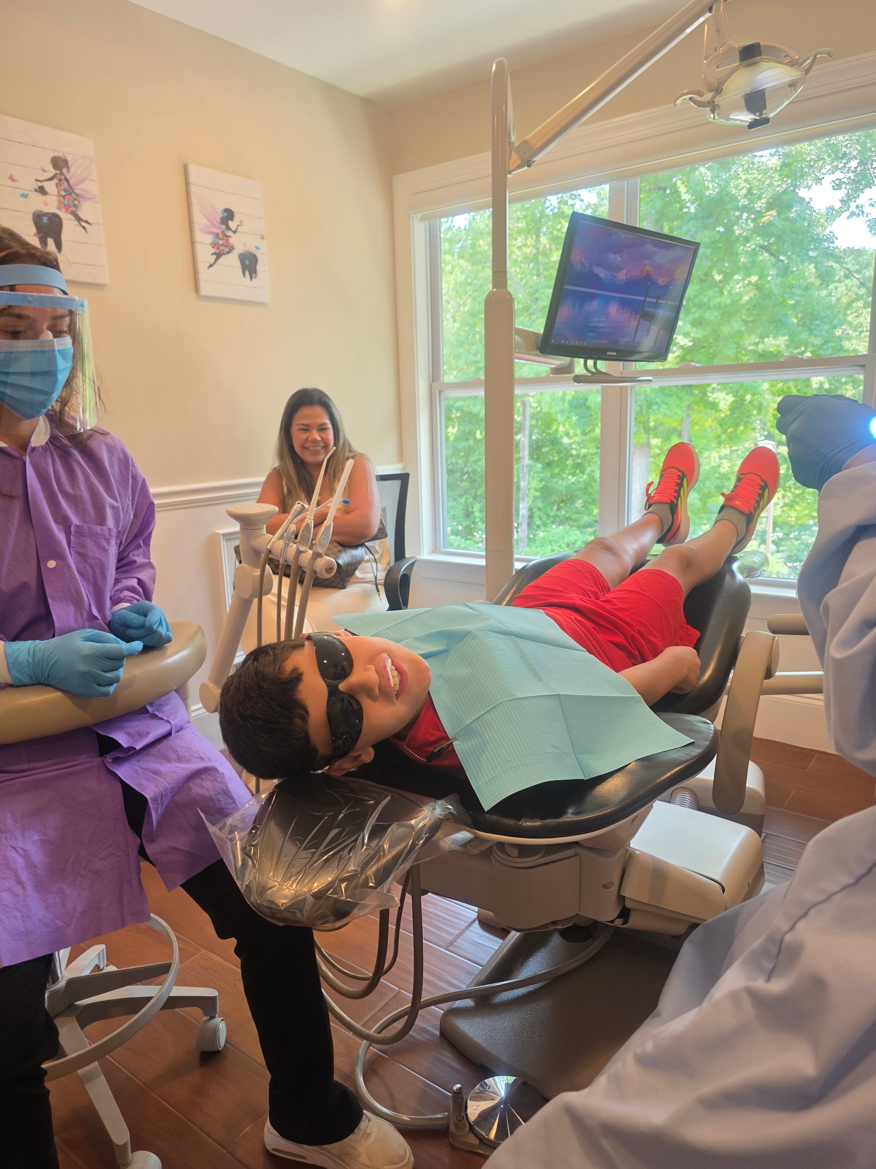 Child in dental chair at Merchants Walk Dental in East Cobb during a children's dentistry appointment